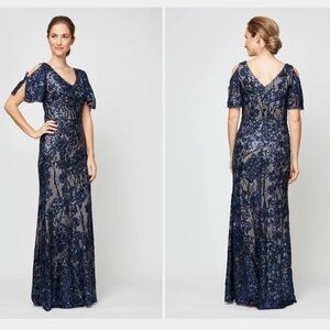 Alex Evenings Caroline Flutter Sleeve Gown